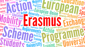 Wortwolke mit Erasmus im Zentrum