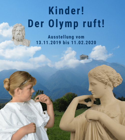 Plakat der Ausstellung &quot;Kinder! Der Olymp ruft!&quot;