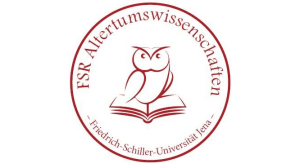 Das Logo des Fachschaftsrates Altertumswissenschaften zeigt eine stilisierte Eule auf einem aufgeschlagenen Buch.