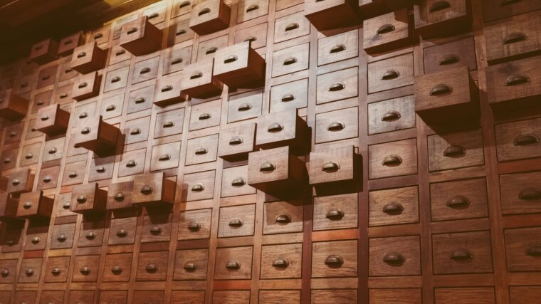 Old wooden drawers