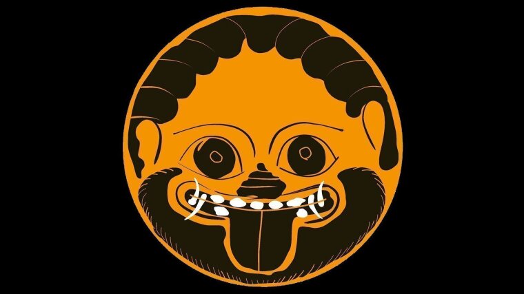 Ein attisch-rotfiguriges Gorgoneion repräsentiert das Logo des Thiasos e. V.