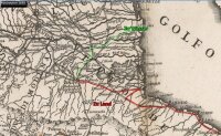 Mittelalterliche Karte der Emilia-Romagna mit der Reiseroute