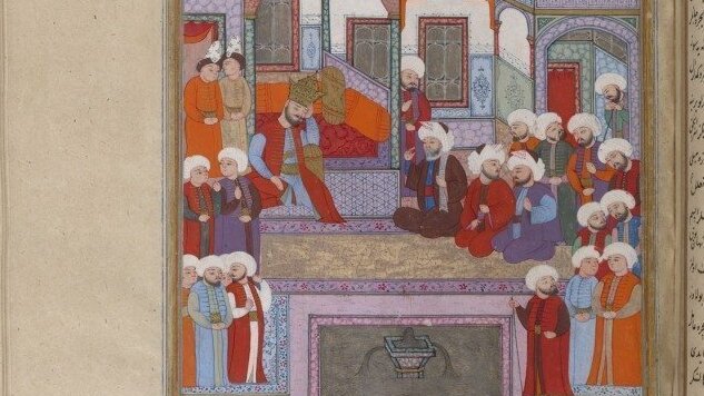 Afrâsiyâb, who has dreamed of his defeat by the Iranians asks his sages to interpret his dream.